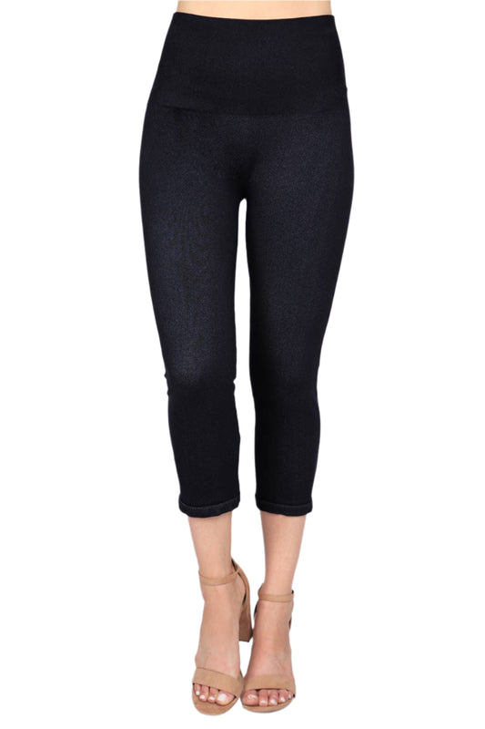 JEGGINGS, CROPPED - TUMMY TUCK, BLACK
