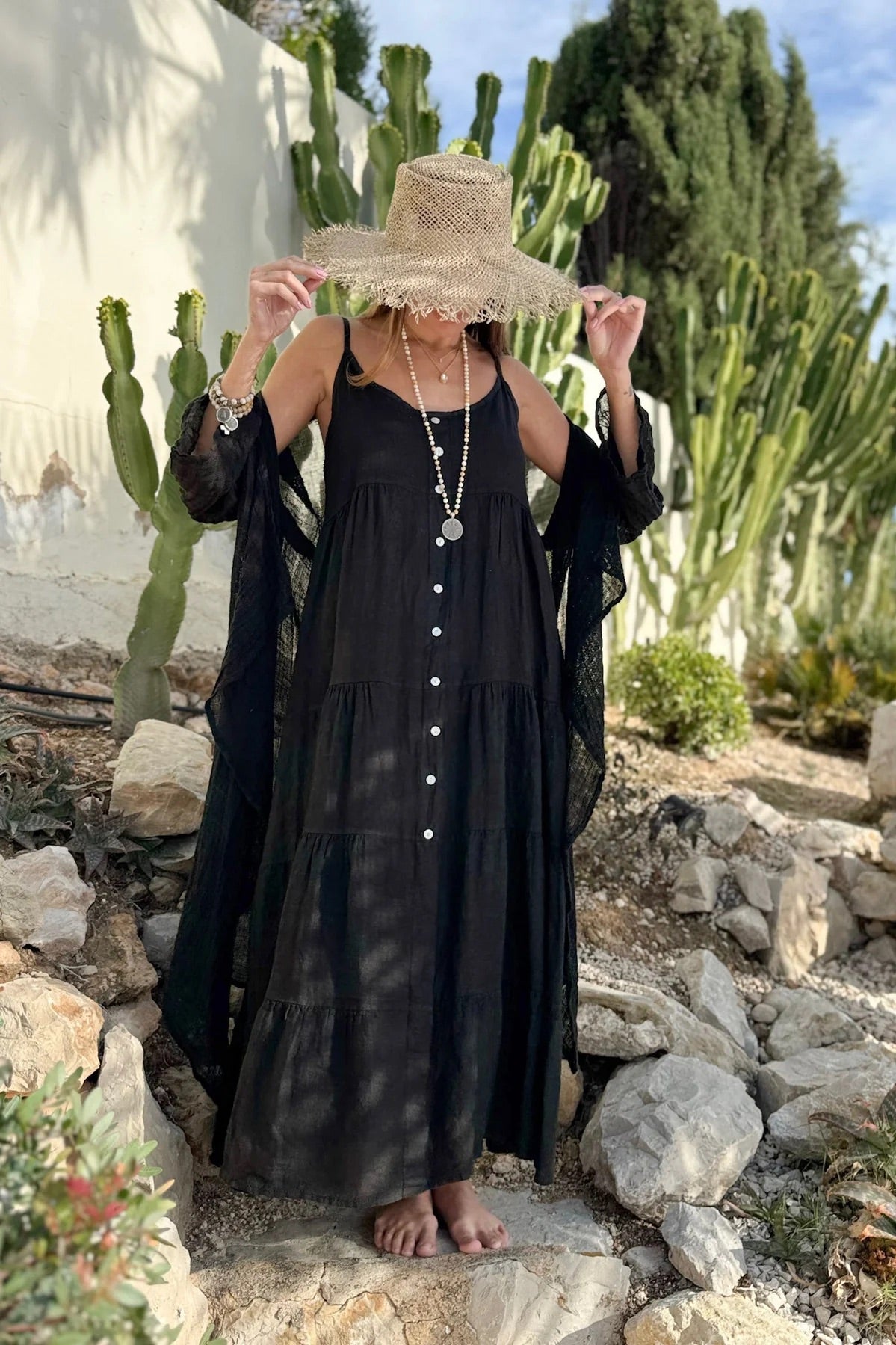 DRESS LINEN, BENISSA - BLACK