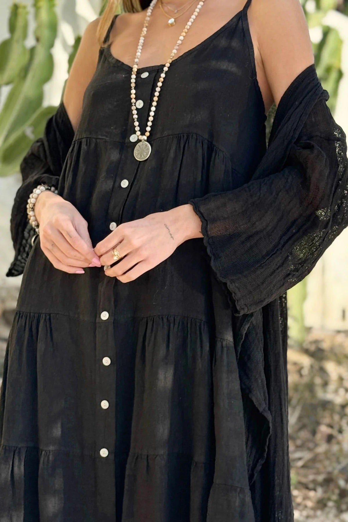 DRESS LINEN, BENISSA - BLACK