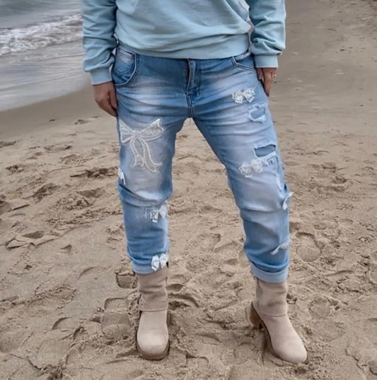 JEANS, BOW - DENIM BLUE