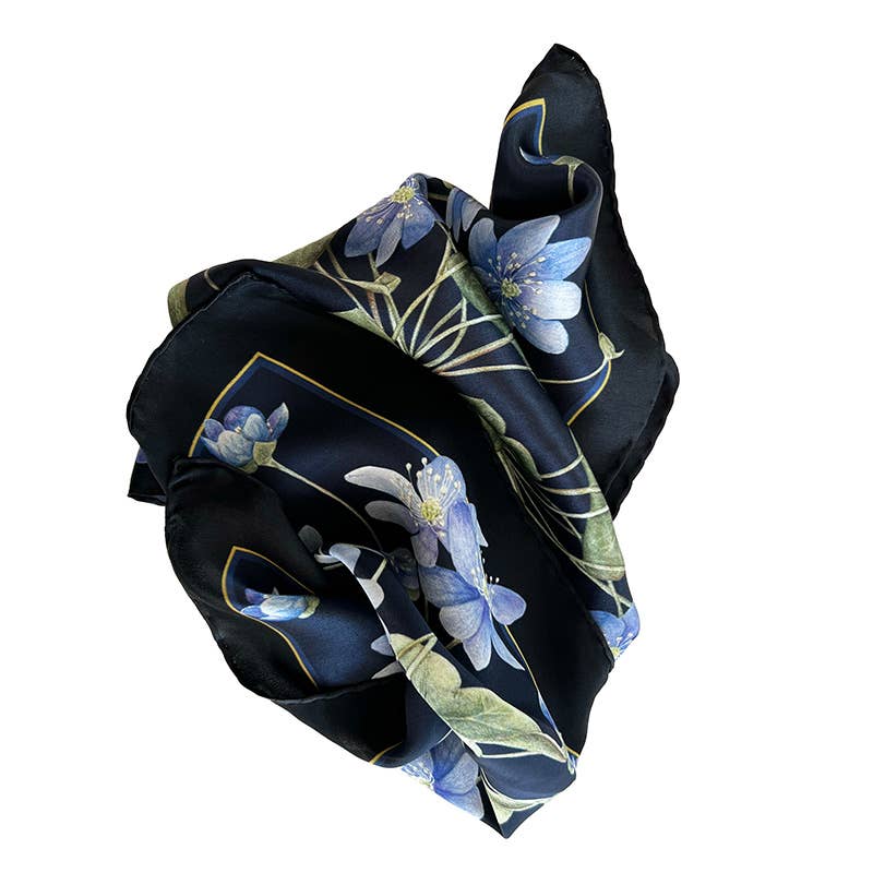 SCARF, SILK - BLUE ANEMONE