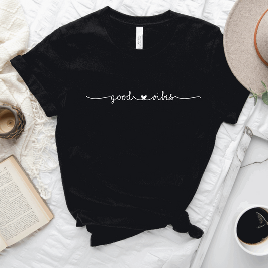 T-SHIRT, GOOD VIBES - BLACK