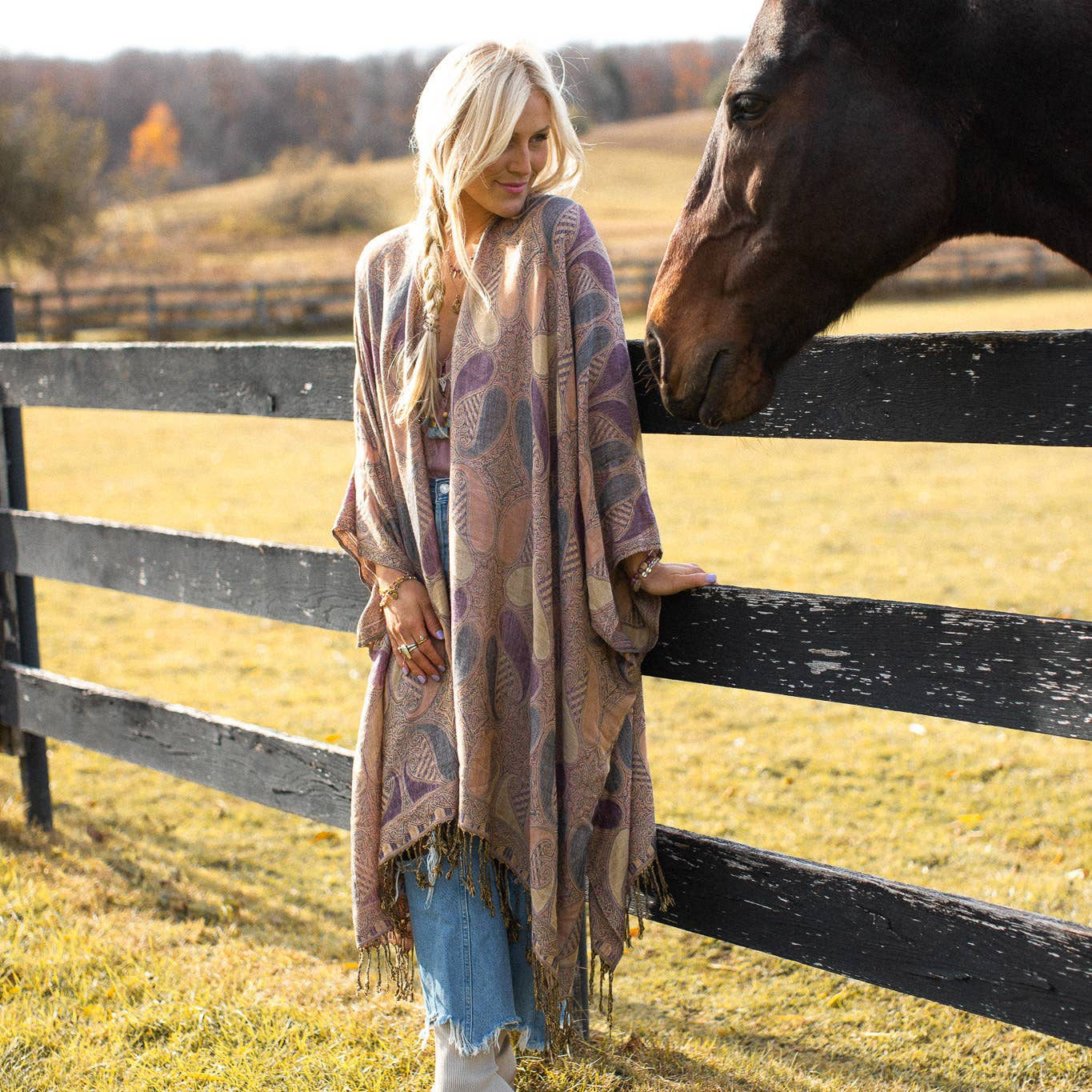 KIMONO, PATCHWORK PAISLEY - MAUVE BEIGE