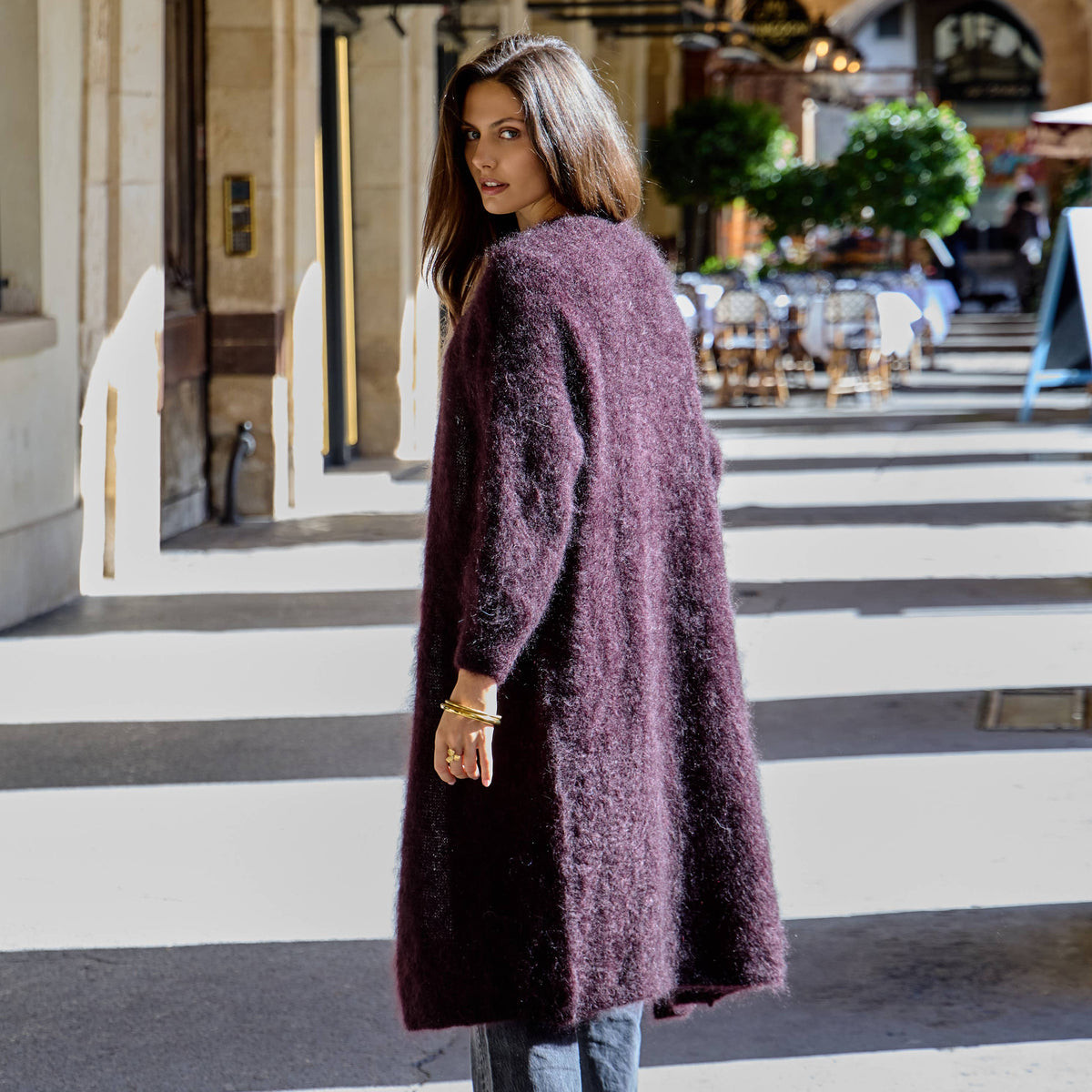 CARDIGAN, LONG - KID MOHAIR, CHOCOLATE