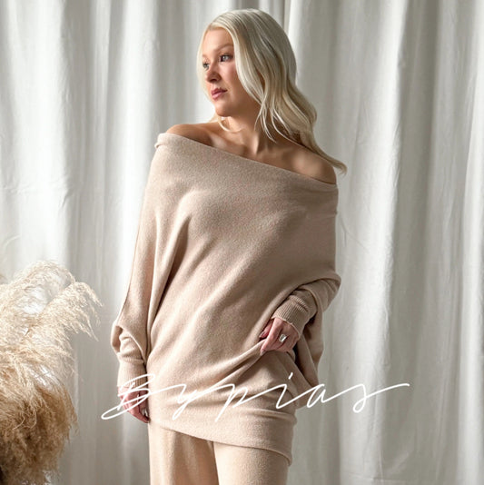 LOUNGE WEAR, LOVE ME - ASYMMETRICAL, BEIGE