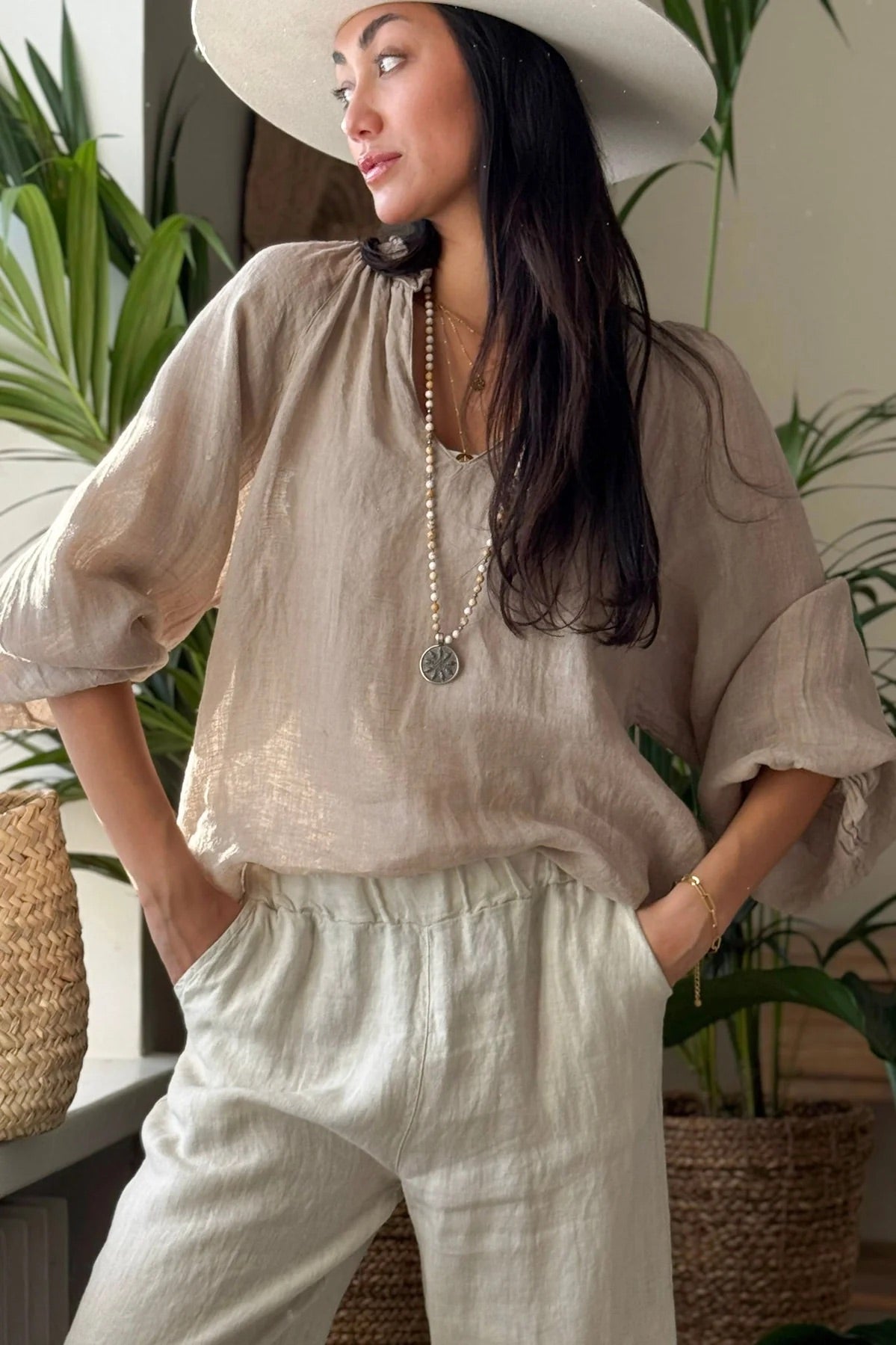 SHIRT LINEN, CHESSIE - CASHMERE