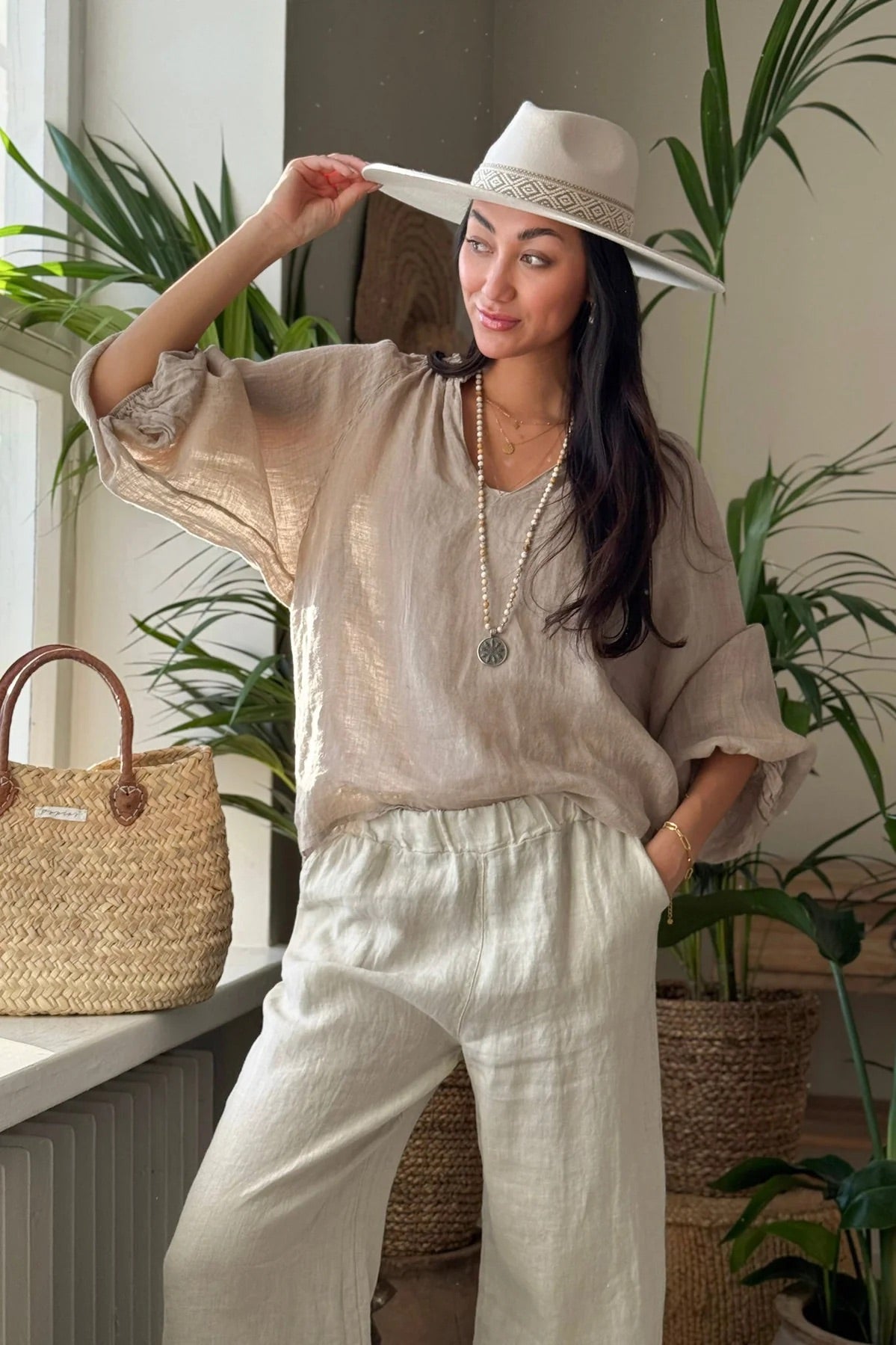 SHIRT LINEN, CHESSIE - CASHMERE