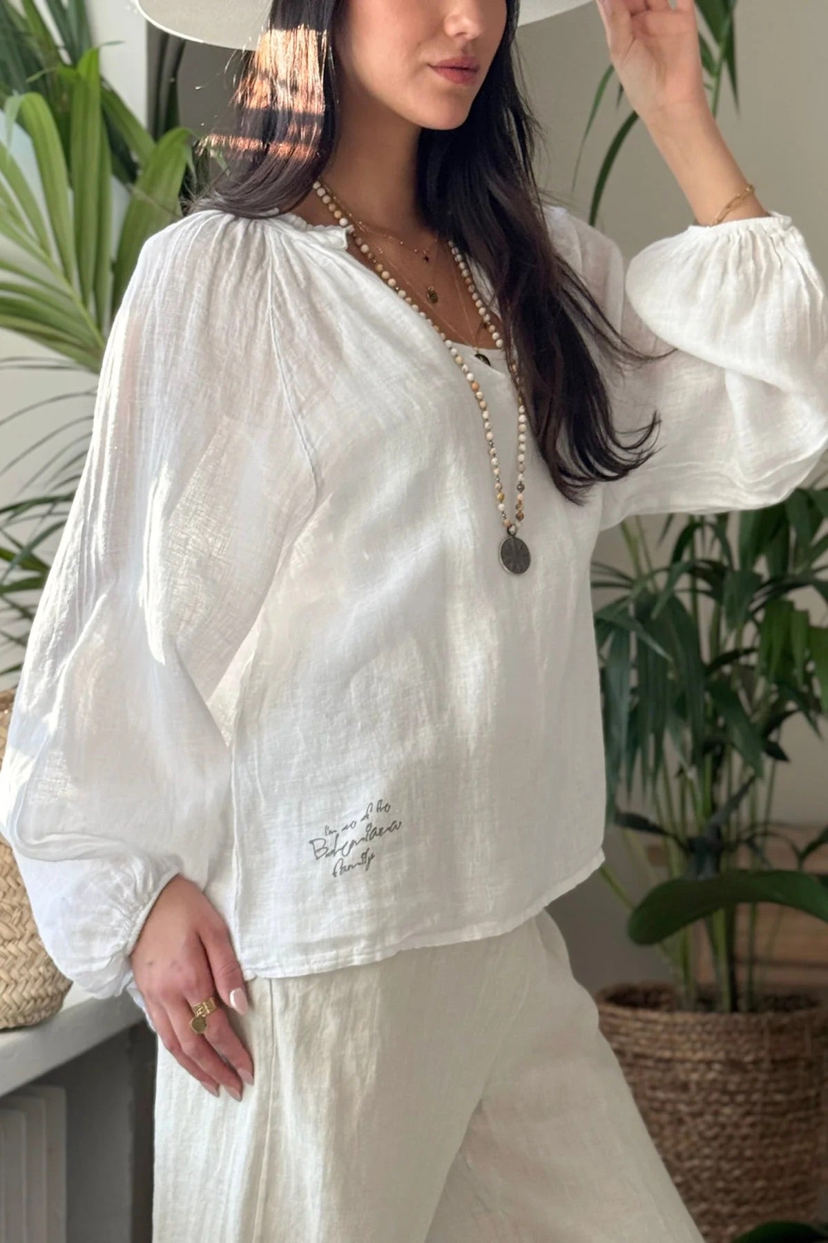 SHIRT LINEN, CHESSIE - WHITE