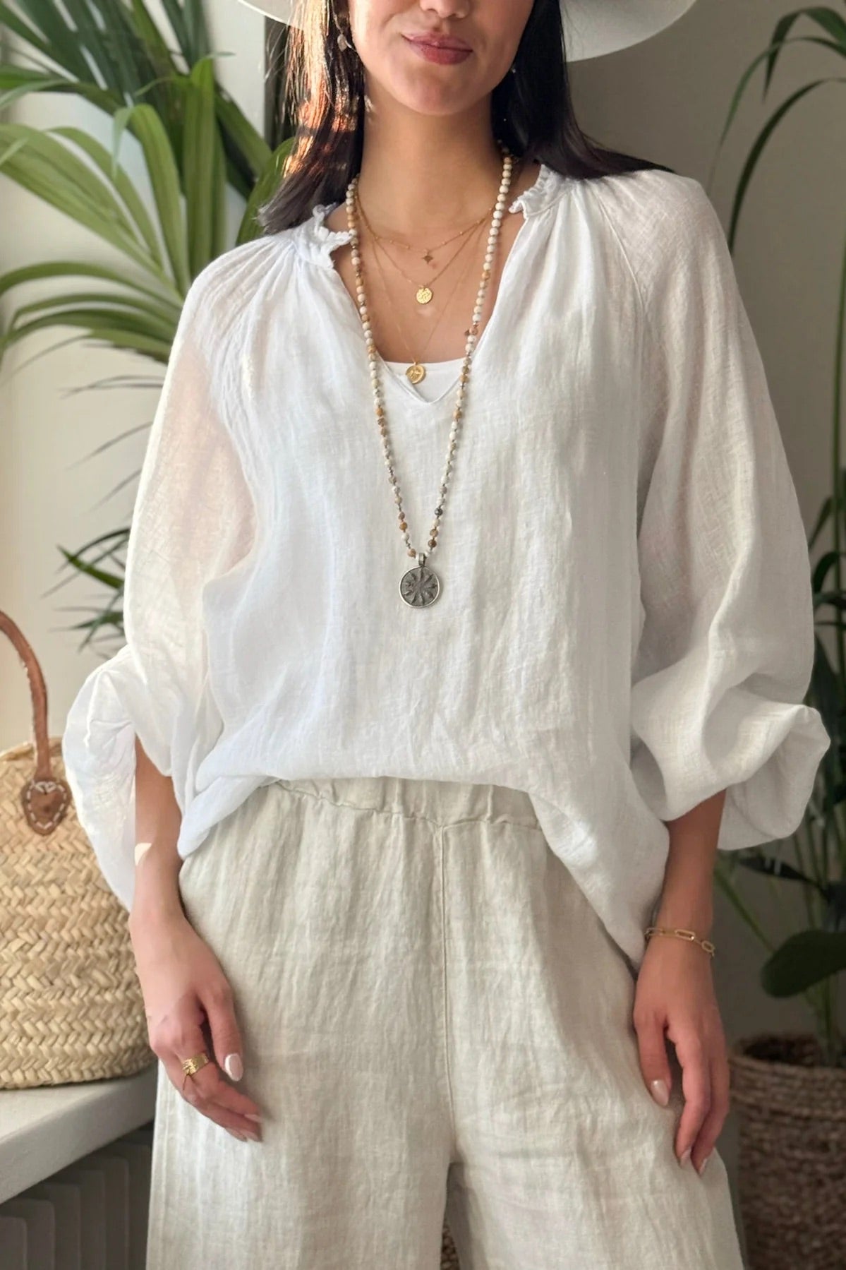 SHIRT LINEN, CHESSIE - WHITE