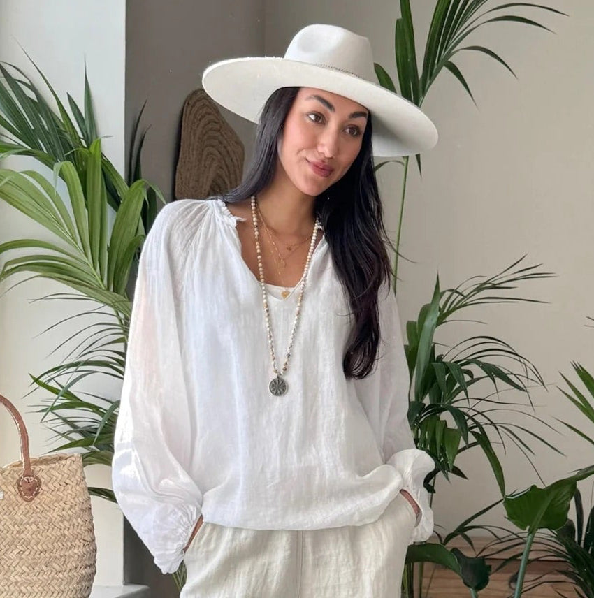 SHIRT LINEN, CHESSIE - WHITE