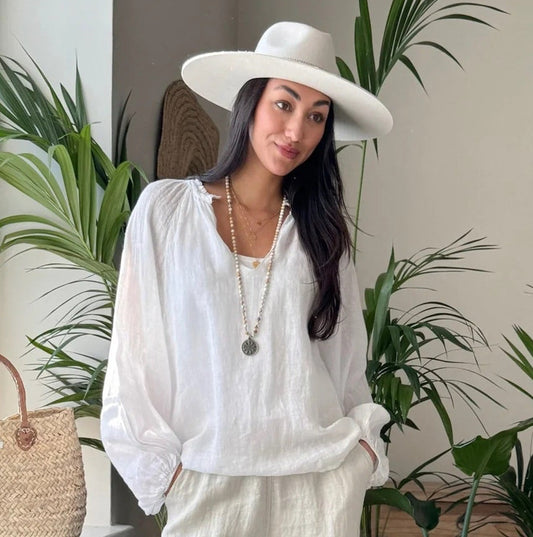 SHIRT LINEN, CHESSIE - WHITE