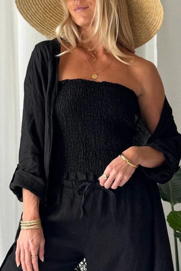 TOP LINEN, CORA - BLACK