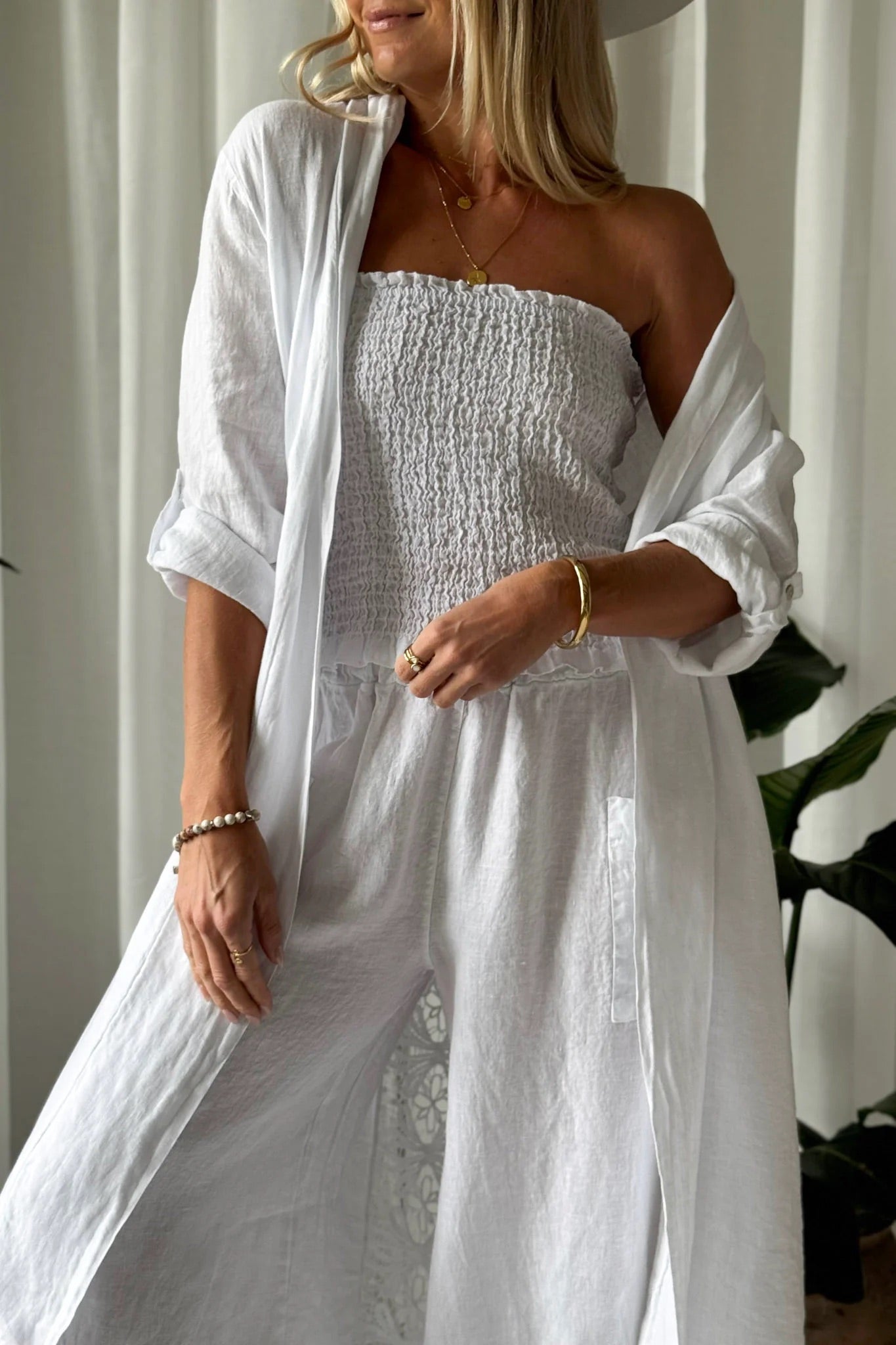 TOP LINEN, CORA - WHITE