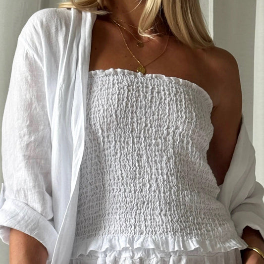 TOP LINEN, CORA - WHITE