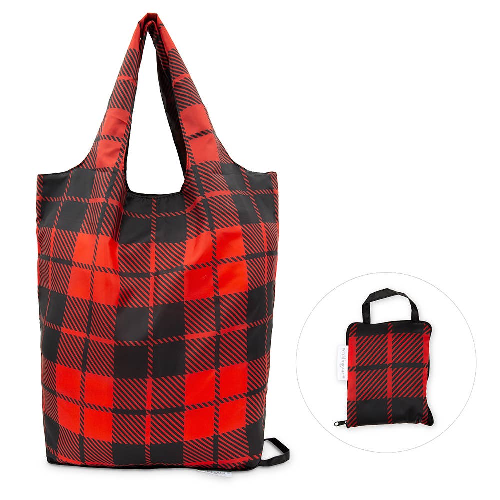 TOTE BAG, REUSABLE - BUFFALO PLAID