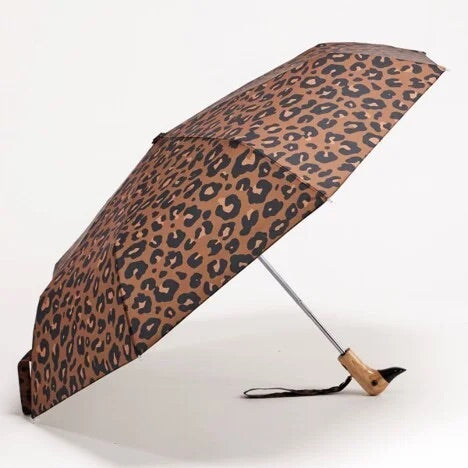 DUCKHEAD UMBRELLA, BLK/BRN - LEOPARD