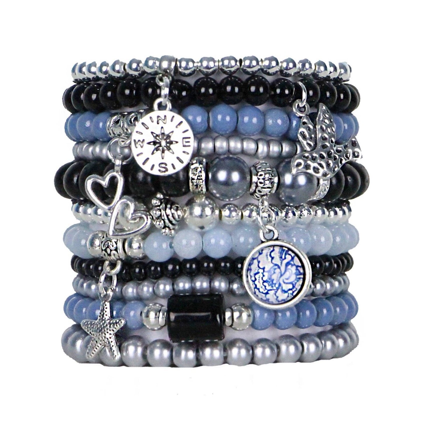 BRACELETS, SET of 11 - AQUA