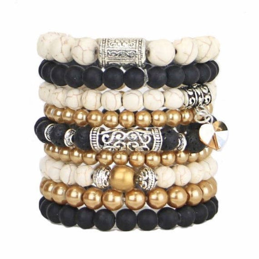 BRACELETS, SET of 9 - SABLE
