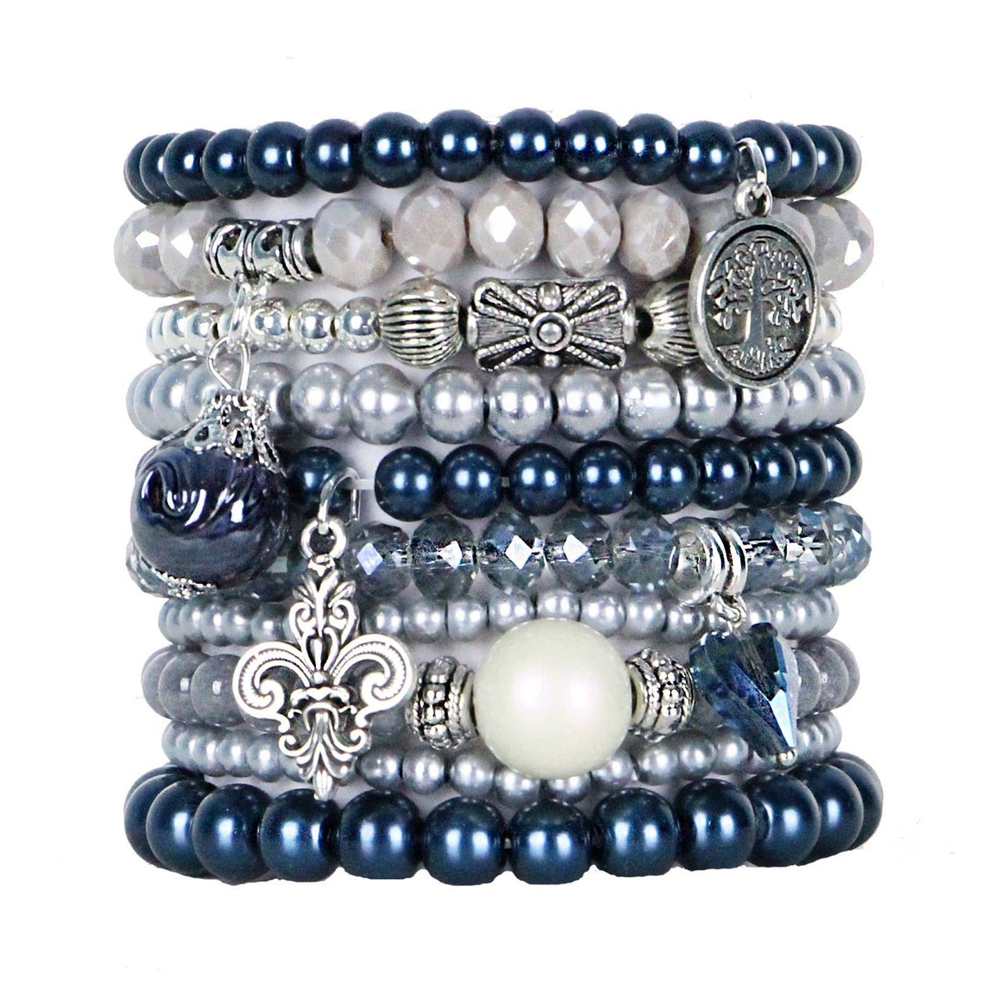 BRACELETS, SET of 10 - DENIM