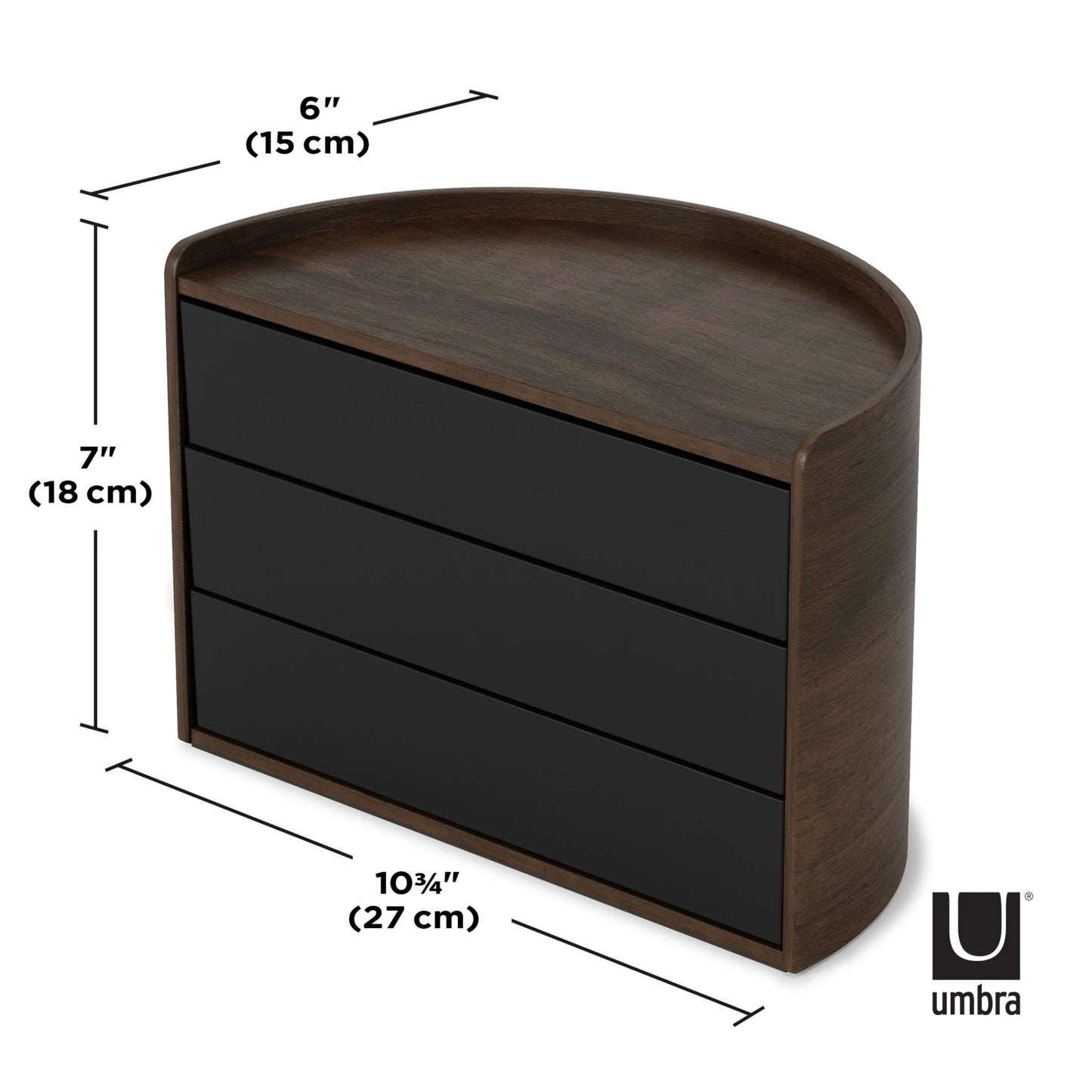 STORAGE BOX, MOONA - BLACK/WALNUT