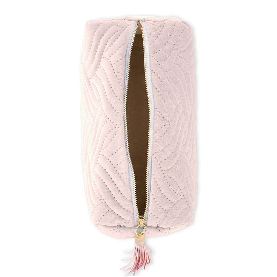 VELVET QUILTED MAKEUP POUCH - SMALL