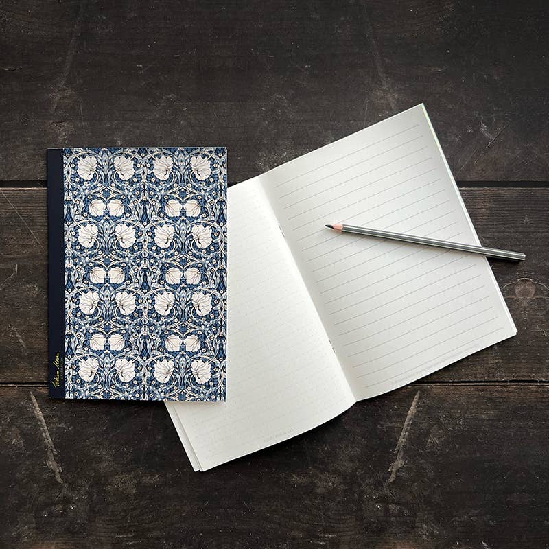 NOTEBOOK, WILLIAM MORRIS - PIMPERNEL PATTERN, DARK BLUE