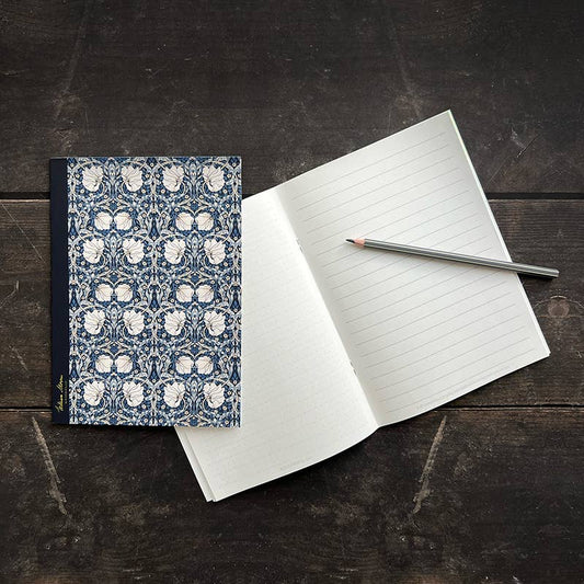 NOTEBOOK, WILLIAM MORRIS - PIMPERNEL PATTERN, DARK BLUE