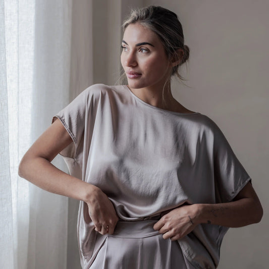TOP SATIN, ELLERY - SILVERPINK