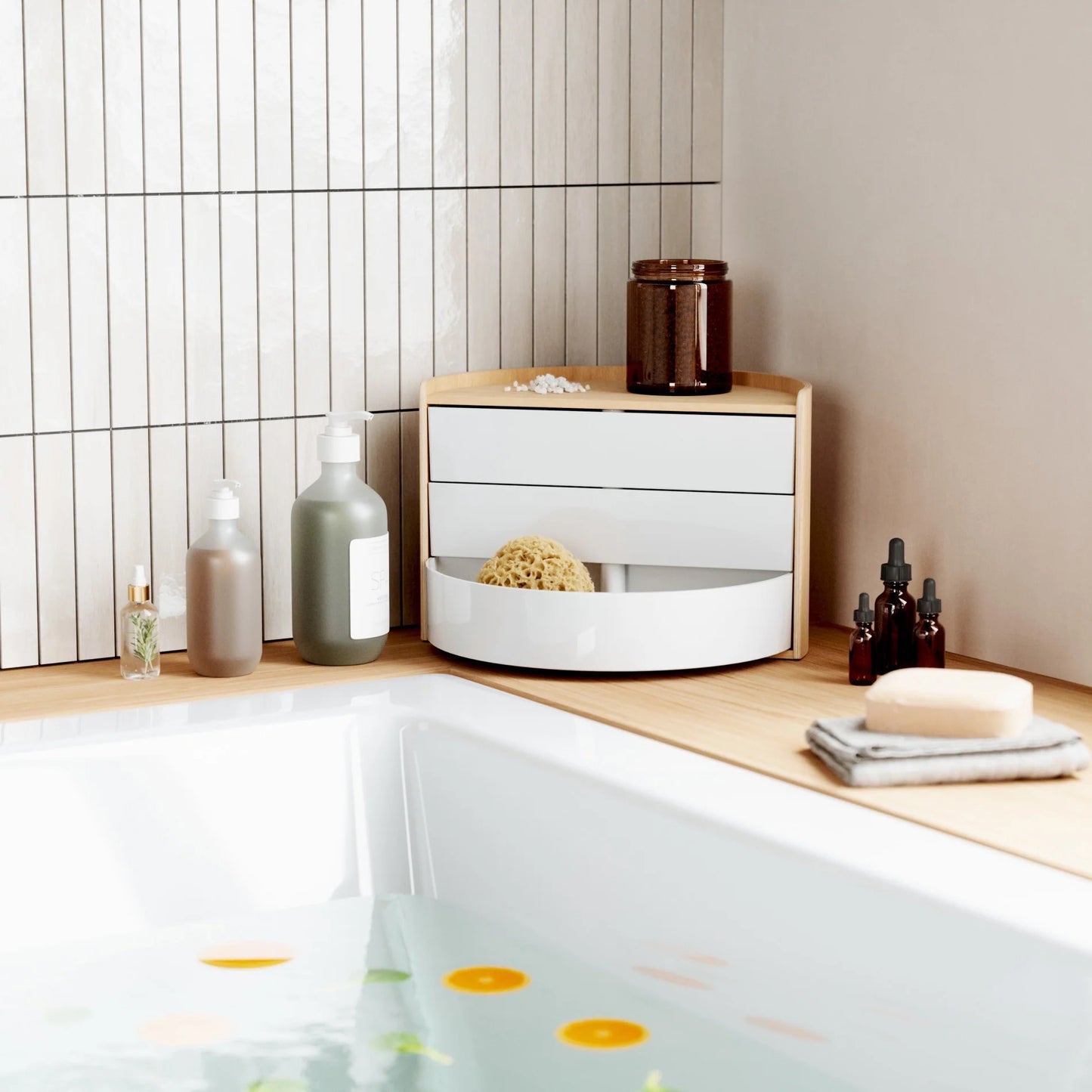 STORAGE BOX, MOONA - WHITE/NATURAL