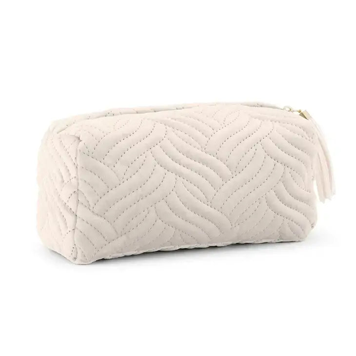 VELVET QUILTED MAKEUP POUCH - SMALL