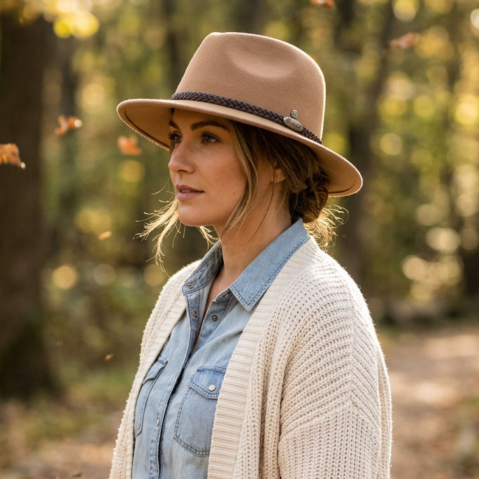 HAT, WOOL FELT - CRUSHABLE/WATERPROOF, CAMEL