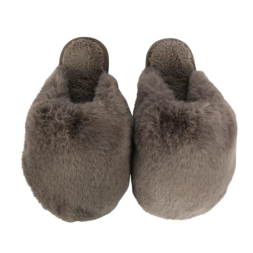 FUR SLIPPERS - CHARCOAL