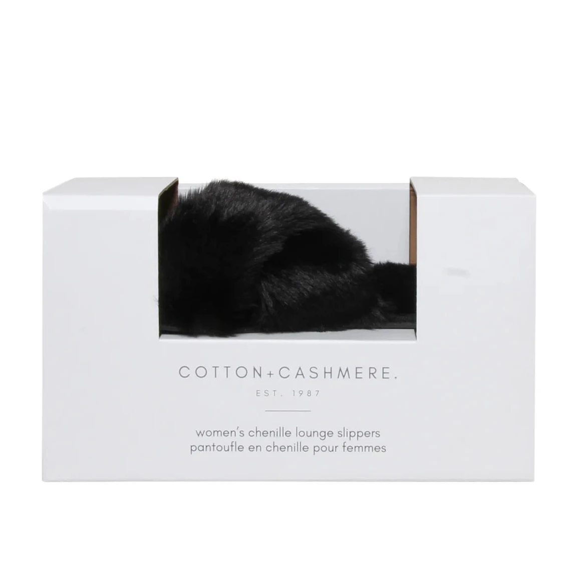 FUR SLIPPERS - BLACK (CRISS CROSS)