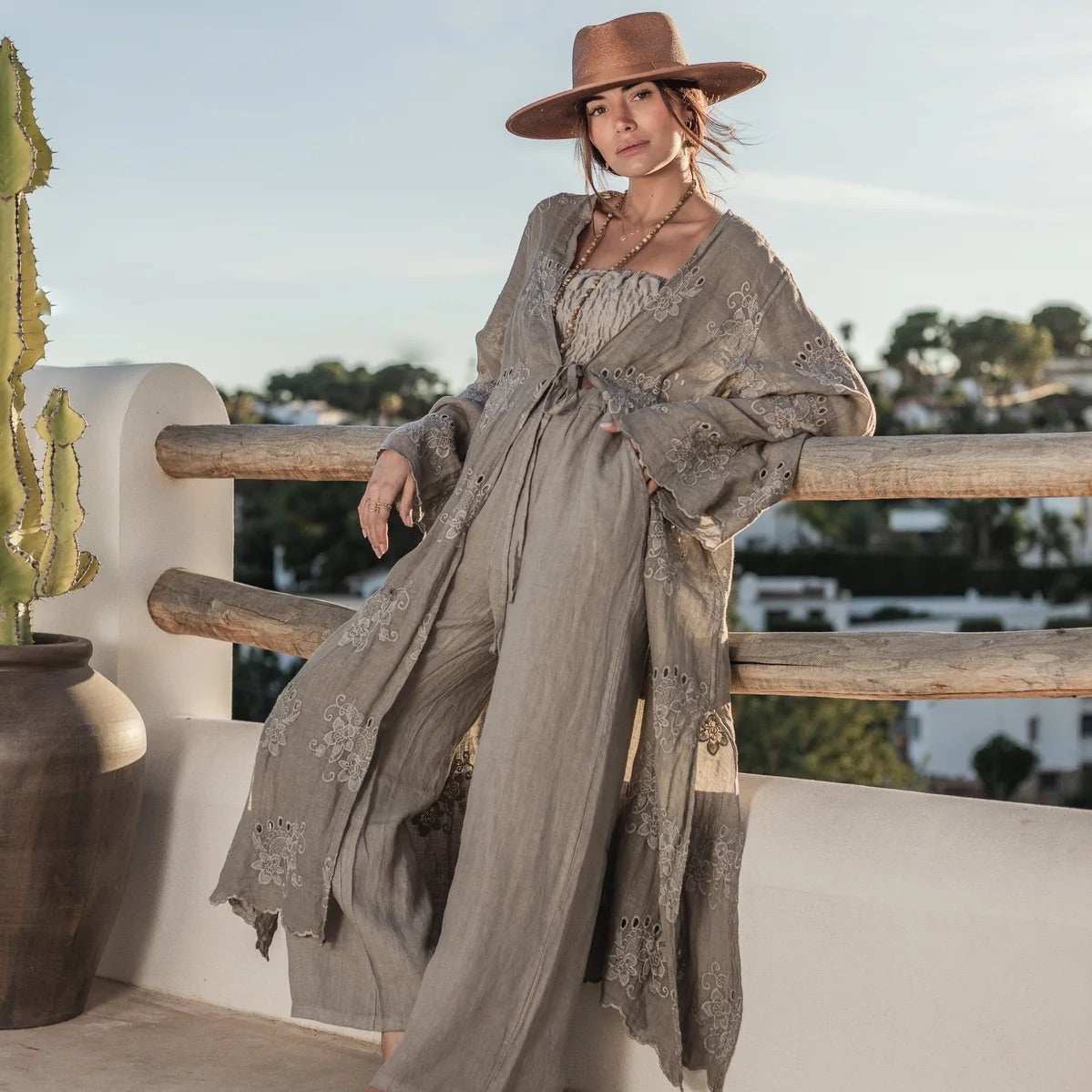 KIMONO LINEN, LILIAS - TAUPE