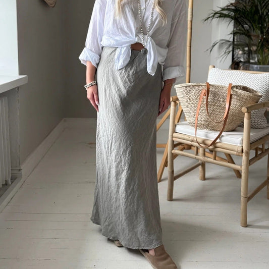 SKIRT, PENCIL - LINEN, TAUPE