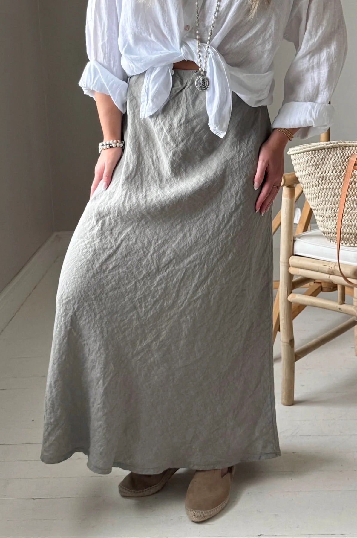 SKIRT, PENCIL - LINEN, TAUPE