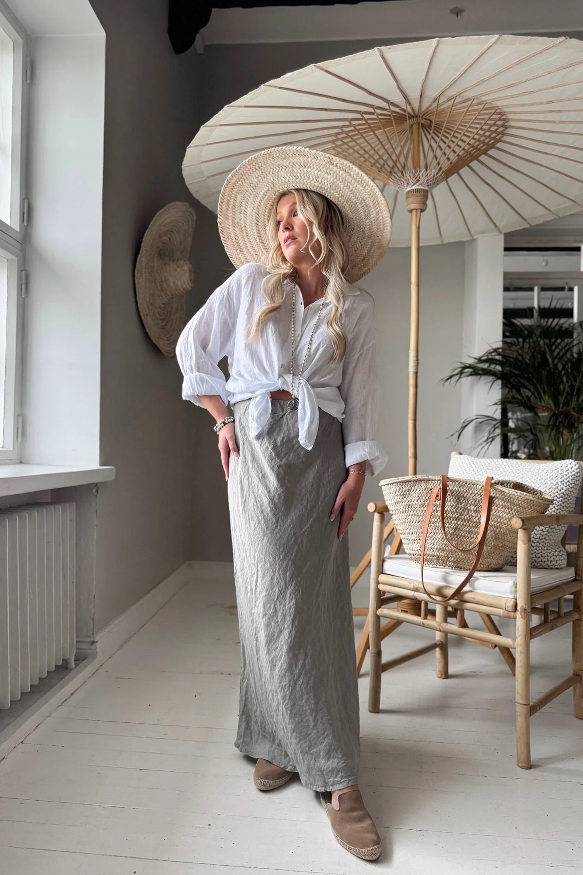 SKIRT, PENCIL - LINEN, TAUPE