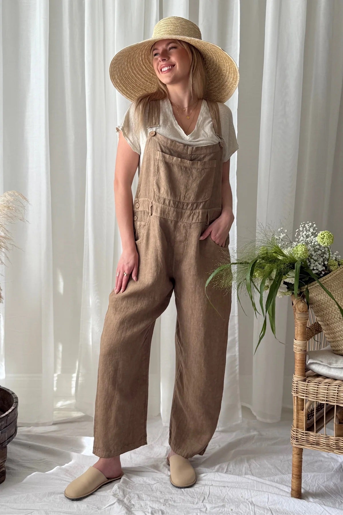 JUMPSUIT LINEN, PAINTER - SAVANNA