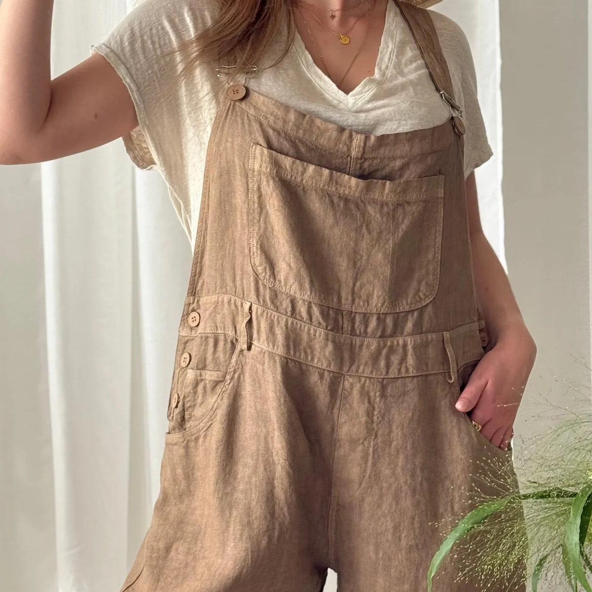 JUMPSUIT LINEN, PAINTER - SAVANNA