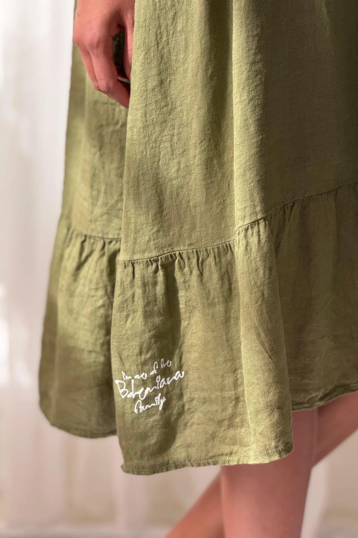 DRESS LINEN, RAELLE - GREEN