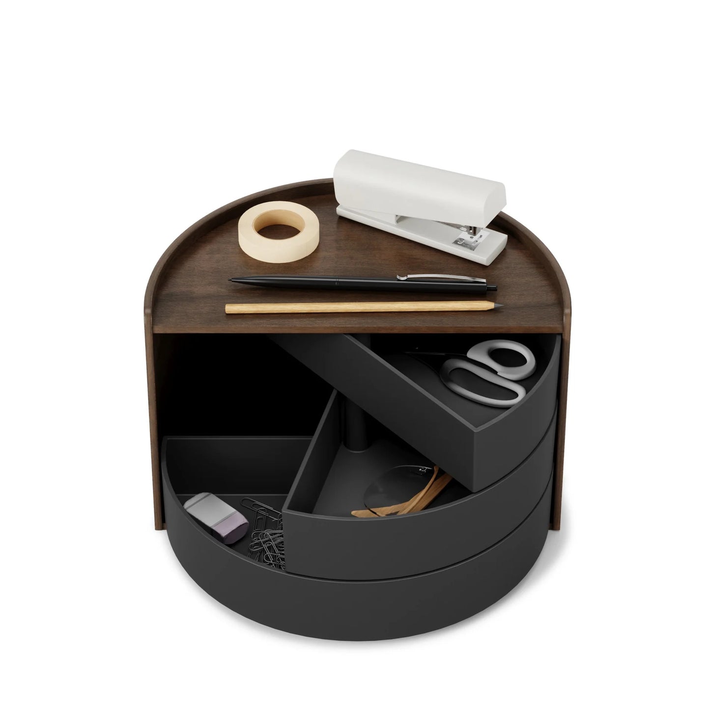 STORAGE BOX, MOONA - BLACK/WALNUT