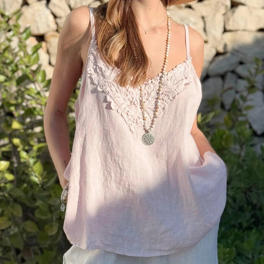 TOP LINEN, VIDA - LIGHT PINK