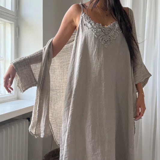 DRESS LINEN, VILLA LACE - TAUPE