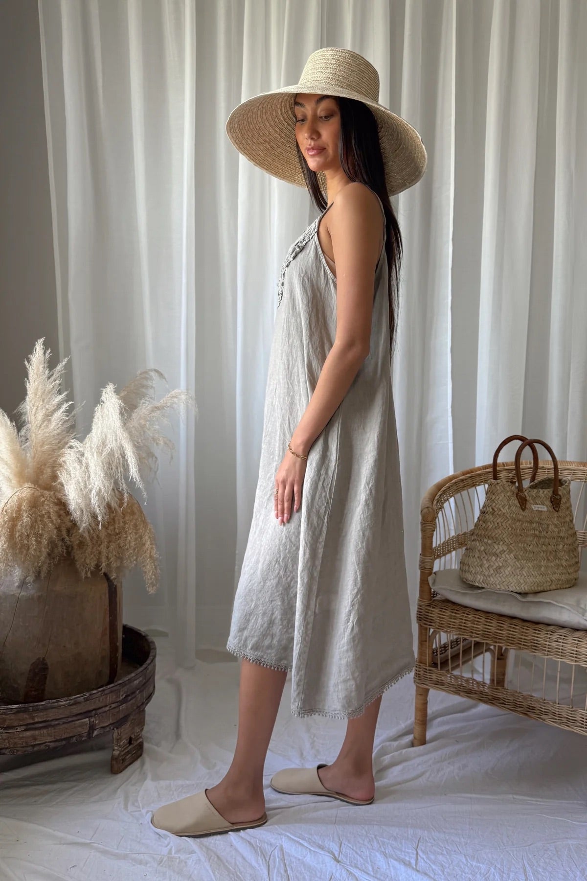 DRESS LINEN, VILLA LACE - TAUPE