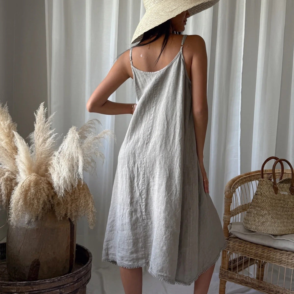 DRESS LINEN, VILLA LACE - TAUPE