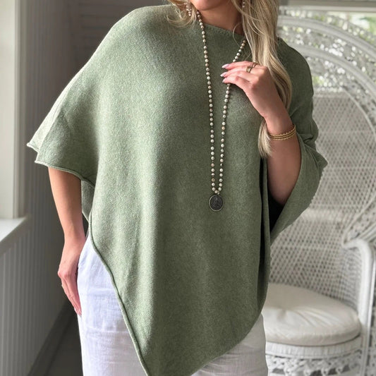PONCHO, ZELIE - VISCOSE, OLIVE