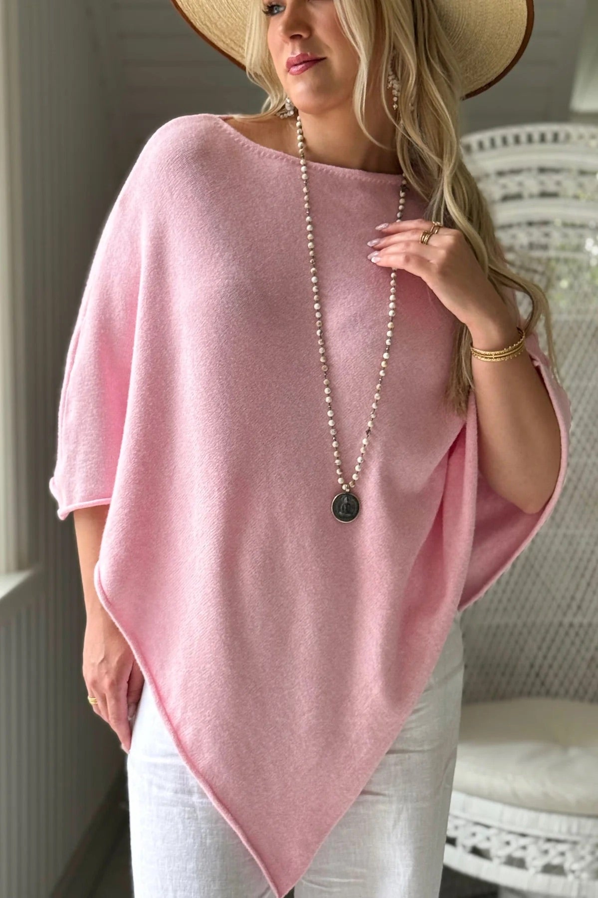PONCHO, ZELIE - VISCOSE, PINK