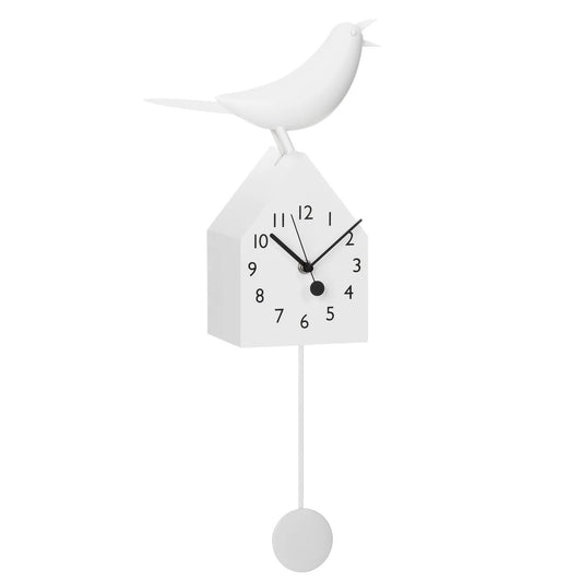CLOCK, BIRDHOUSE - WHITE