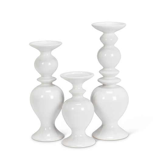 SHAPED PILLAR HOLDER - WHITE