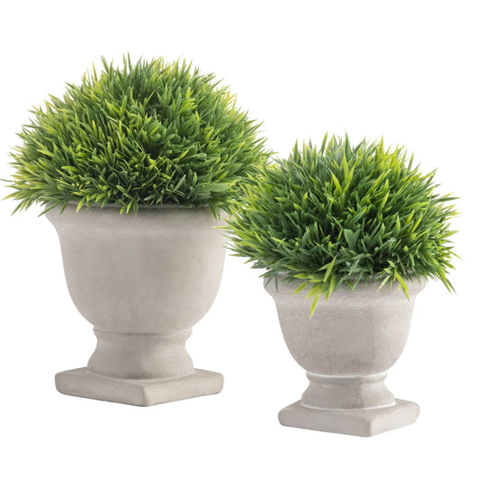 DECORATION, FAUX POTTED GRASS TOPIARY